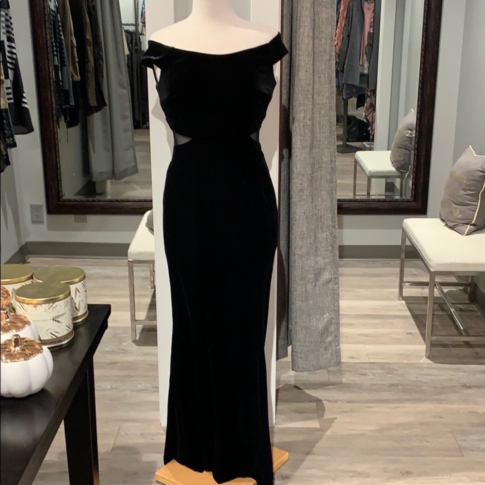 Long velvet mermaid style dress with cutouts